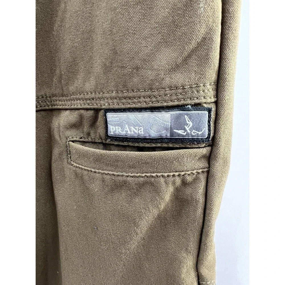 prAna Men’s Hiking Pants Comfort Adjustable Waist Pockets Dark Olive Size Large